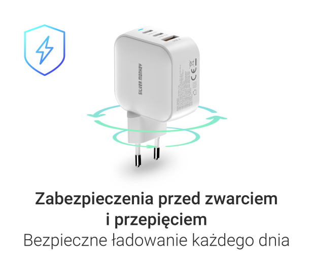 Silver Monkey Ładowarka GaN Smart Trio 70W PD Biała - 1417248 - zdjęcie 5